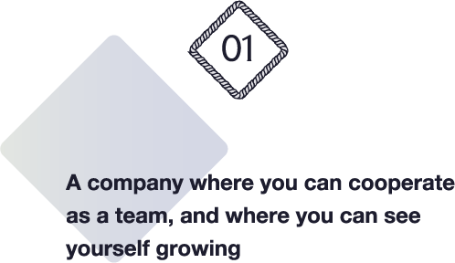 A company where you can cooperate as a team, and where you can see yourself growing